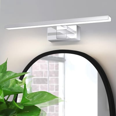 Glitzerlife - Wandspots - Badkamerwandlamp - 8W LED - IP44 waterdicht - 4000K neutraal wit licht - Aluminium en kunststof - Ø40cm - Chrom - Woonkamer gang verlichting