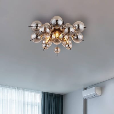 Plafondlamp UDO ø55CM E14 Matt zwart 3-Lichts Smoked