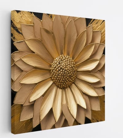 Saammp Canvas Schilderij - Goude Bloem - Natuur - Abstract - 20x20 - Foto op canvas - Wanddecoratie - Muurdecoratie Woonkamer - Kantoor Decoratie
