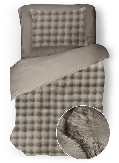 Eleganzzz Dekbedovertrek Shiny Bubble Pom Pom Flanel Fleece - Beige - Dekbedovertrek 140x200/220cm - 100% flanel fleece - Eenpersoons dekbedovertrekken - 140x220cm - Teddy Dekbedovertrek - Fluffy Dekbedovertrek - Effen Dekbedovertrek