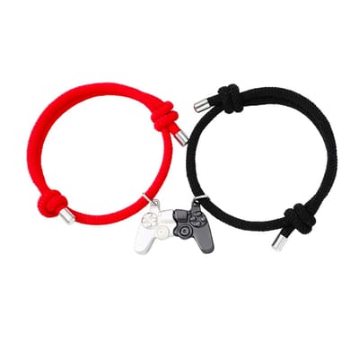 Bixorp Friends Vriendschapsarmbandjes voor 2 met Controller Zwart/Zilver - BFF Armband voor twee