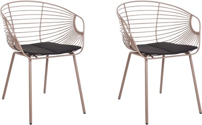 HOBACK - Eetkamerstoel set van 2 - Beige - Metaal