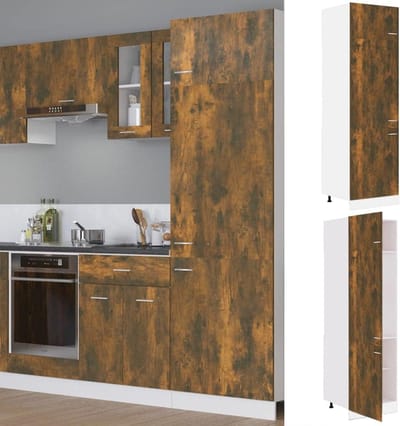 Keukenombouwkast - Keukenkast Hout - Keuken Organiseren - Stijlvolle Rookeiken Afwerking - 60x57x207cm - Rookeiken