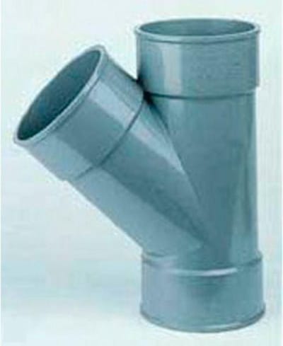 PVC Mof T-stuk 45° LIJM 45-75 - Voor Rioolbuis : 75 mm en 40 mm
