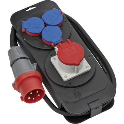 Brennenstuhl Verdeelblok / stroomverdeler 16A (2m H07RN-F 5G1,5 kabel, voor gebruik op de bouwplaats en permanent gebruik buitenshuis IP44, geschikt voor wandmontage, Made in Germany)