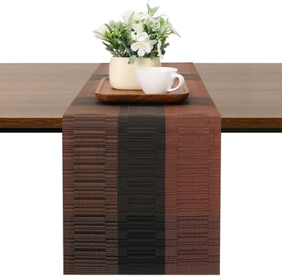 tafelloper, wasbaar, rustiek pvc, hittebestendig, decoratie voor bruiloft, verjaardag, zwart, bruin, 30 x 225 cm