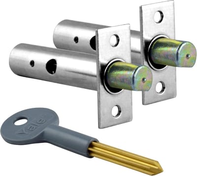 Veiligheidsslot - Deurbouten - Extra Beveiliging - Sleutel Bediening - 2 stuks - Chroom