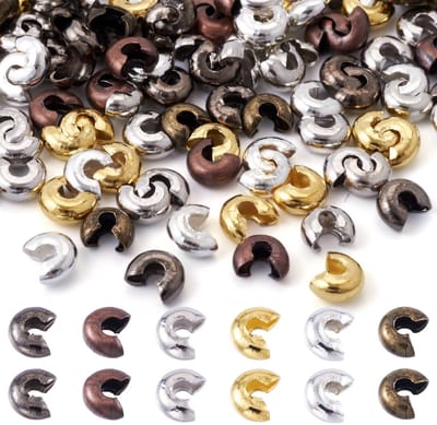 SPHProducts - IJzeren Krimpkralen - Sieraden Maken - Duurzame Kralen - 5 mm - Klem Knoop Tips - 500 Stuks - Gemengde Kleuren