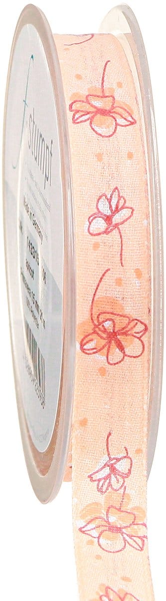 Bloemenlint lente cadeaulint abrikoos pastel 15mm 20m