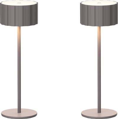 Luxus Europe - Tafellamp Tinos - Set van 2 Taupe - Draadloze Tafellamp Binnen & Buiten - Oplaadbaar - USB-C - Dimbaar - Warm Wit - Waterbestendig