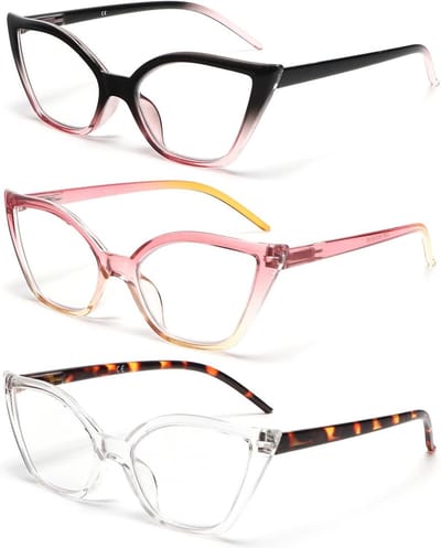 Stijlvolle Leesbril voor Dames - Lichtfilterende Cat Eye PC-Bril met Flexibele Scharnieren