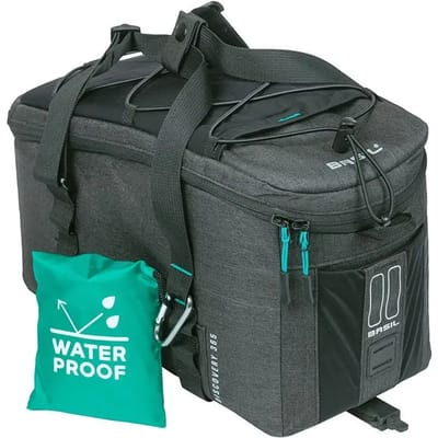 Basil Discovery 365D bagagedragertas M MIK, 9L- waterafstotend polyester - zwart - incl. regenhoes