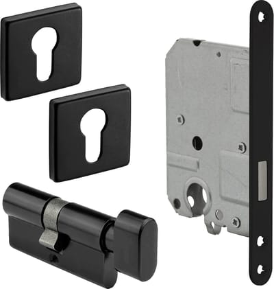 Eliot® profielcilinder rozet set - kastslot profielcilinder - knopcilinder 30/30 - mat zwart