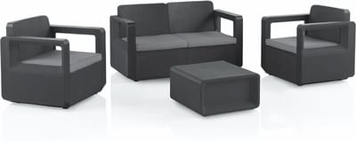 Happyment Luxe tuinset - 4 persoons - Loungeset tafel - Wasbare kussens - Tuinsets - Tuintafel met stoelen - Tuinmeubels