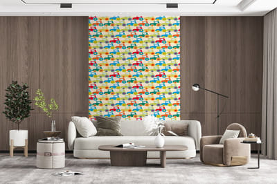 Behang - Fotobehang Patronen - Trekker - Kleuren - Jongetje - Jongens - Kinderen - Kids - Breedte 200 cm x hoogte 300 cm