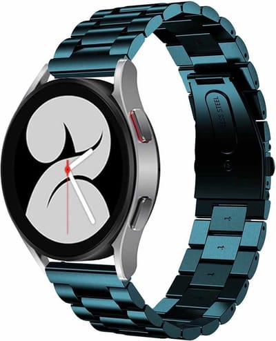 Strap-it Stalen schakel bandje - geschikt voor Samsung Galaxy Watch 7 (40 & 44mm) / Galaxy Watch 6 (Classic) / Galaxy Watch 5 / Watch 5 Pro / Watch 4 (Classic) / Watch FE - Metalen RVS bandje voor Galaxy Watch 4-5-6 alle varianten - donkergroen