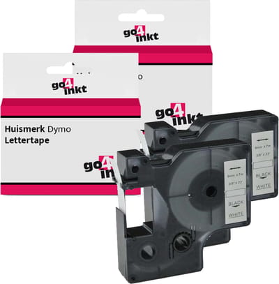 2x Go4inkt compatible met Dymo D1: 40913 - 9mm - Zwart op Wit - lettertape label tape cassette