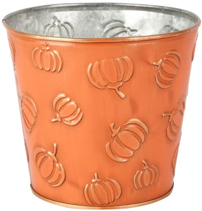 Dekoratief | Bloempot 'Pumpkin Patch', oranje, metaal, 14x14x12cm | A255901