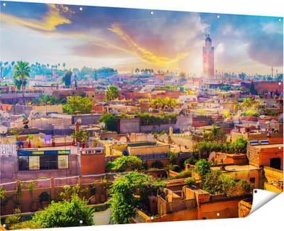 Gards Tuinposter Medina van Marrakesh in Marokko - 180x120 cm - Tuindoek - Tuindecoratie - Wanddecoratie buiten - Tuinschilderij