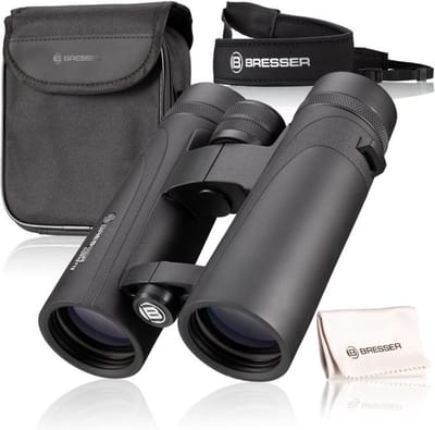 BRESSER Corvette 10x42 Verrekijker – Waterdicht, BaK-4 Prisma's, FMC Coating – Ideaal voor Vogels Kijken, Wandelen & Riezen
