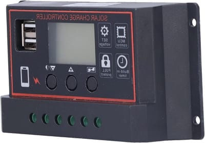Slimme Laadregelaar - Zonne Energie Controller - Accu Opladen - Automatische Spanningsdetectie - 12V 24V - Zwart