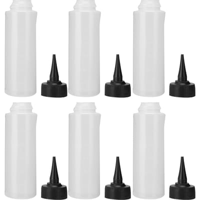6 pièces Bouteille Applicateur de Shampooing pour Lavage de Cheveux avec Couvercle Bouteille Pressable Rechargeable Salon de Coiffure white