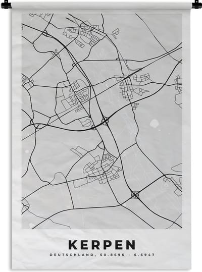 Wandkleed - Wanddoek - Stadskaart - Plattegrond - Kerpen- Duitsland - Kaart - 120x180 cm - Wandtapijt