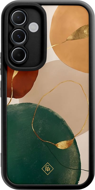 Casimoda® hoesje - Geschikt voor Samsung Galaxy A55 - Earthy Luxe - Zwart TPU Backcover - Geometrisch patroon - Multi