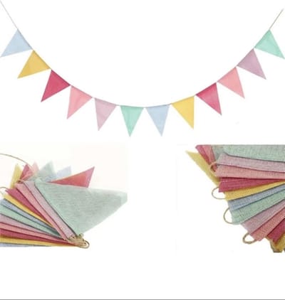 Jute vlaggetjes - Pastelkleuren - Jute Slinger - Verjaardagsfeest - Cadeau - Babyshower - Versiering - Verjaardag - Feestje - Vlaggenlijn - DH collection