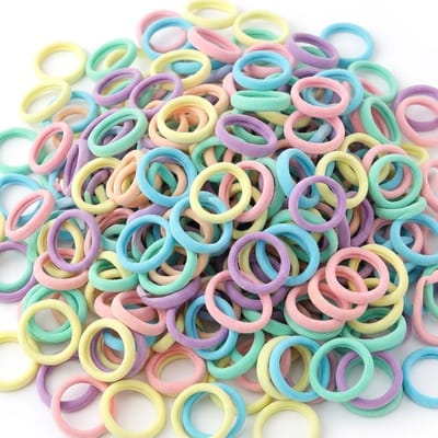 Set van 50 kleurrijke haar elastiekjes – elastische haar accessoires voor dames en meisjes – zachte en rekbare haarelastiekjes zonder metalen delen – pastel multikleur