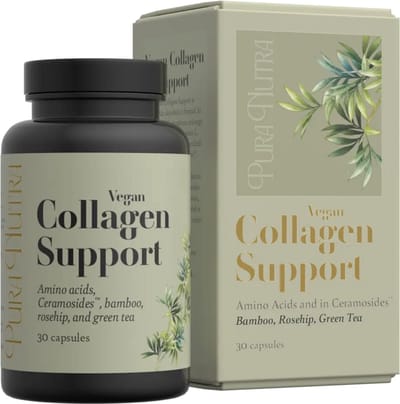 Pura Nutra Vegan Collagen Support – Plantaardig met Bamboe, Groene Thee & Ceramosides voor Huid, Botten & Gewrichten - 30 Capsules | Premium supplements
