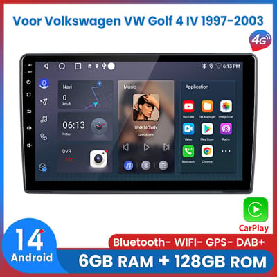 Awesafe Autoradio 6GB+128GB met Carplay en Android auto - Geschikt Voor Volkswagen VW Golf 4 IV 1997 t/m 2003 - Radio scherm met Navigatie GPS - 8 Kern V1PRO Versie - Draadloos Apple Carplay & Android Auto
