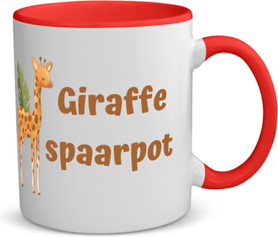 Akyol - giraffe koffiemok - theemok - rood - Giraffe - dieren liefhebbers - leuke cadeau voor iemand die van houdt van giraffen - verjaardagscadeau - kado - gift - 350 ML inhoud