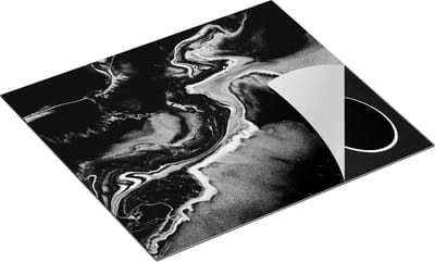 Chefcare Inductie Beschermer Abstracte Kunst van Verf - Zwart Wit - 60x50 cm - Afdekplaat Inductie - Kookplaat Beschermer - Inductie Mat