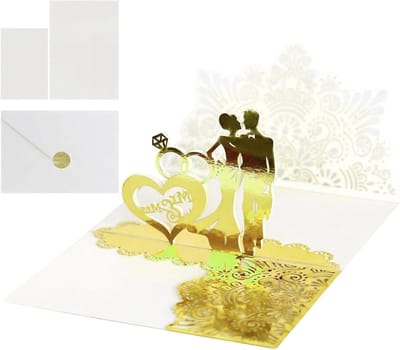Prachtige pop-up bruiloftskaart in 3D met hartdesign voor verloving en jubileum, unieke wenskaarten voor speciale gelegenheden