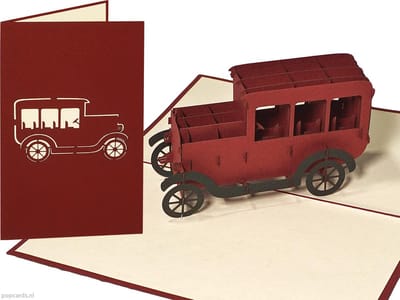 Popcards popupkaarten – Oldtimer Antieke Auto Bommel Dagobert Duck Verjaardag Felicitatie Vaderdag pop-up kaart 3D wenskaart