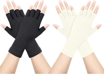 Unisex Vingerloze Handschoenen - Rekbare Halve Vinger Gebreide Handschoenen voor Winter en Buitensporten