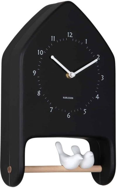 Karlsson Wandklok Love Birds - Zwart - 7.1x20x32cm - Wandklok Modern