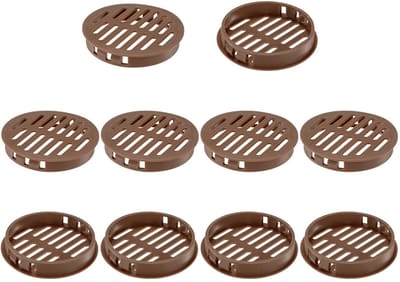 Dailygoods - M METERXITY Set van 10 ronde ventilatieopeningen, 60 mm / 2,4 inch kunststof ventilatierooster ronde soffit ventilatieopeningen cover voor badkamer thuis/kantoor/keuken/kast/kledingkast [bruin]