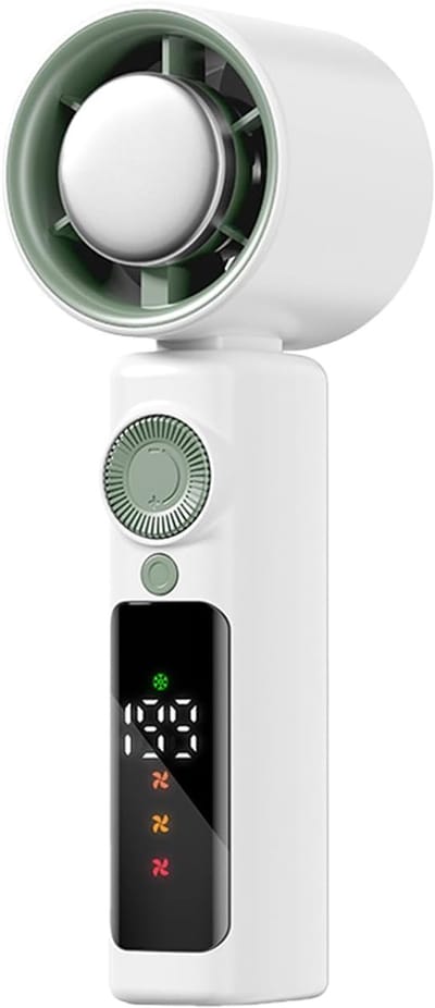 VHV-Handventilator Wit met Koeling - Krachtige Turbine Ventilator met Digitaal Display - Opvouwbare USB Ventilator - Draagbare Fan voor Outdoor en Reizen - Snel Oplaadbare Zomerventilator