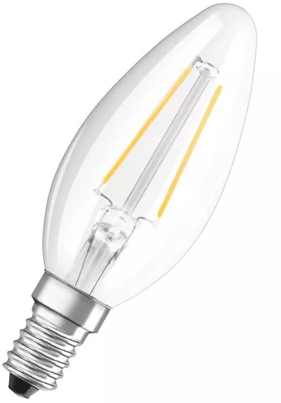 Ledvance LED Filament Kaarslamp E14 - 2.5W 250lm 2700K 230V - Ø35mm - Geschikt voor woonkamers, tafellampen, sfeerverlichting
