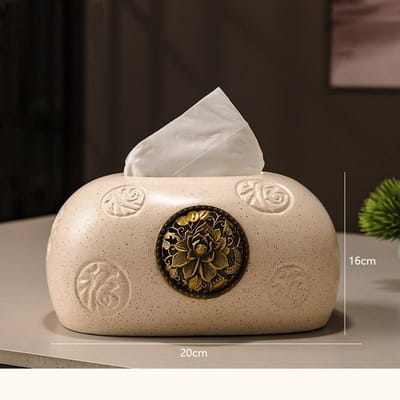 Keramische tissuebox, lichte luxe high-end woonkamer, huishoudelijke salontafel, eettafel papier, lade papierdoos, high-end se beige