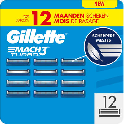 Gillette Mach3 Turbo scheermesjesnavullingen voor heren - 12 stuks