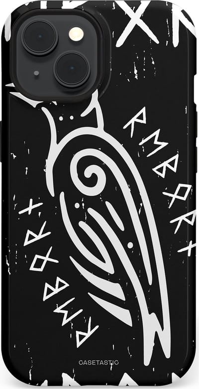 Casetastic Hoesje Geschikt voor Apple iPhone 15 Magsafe - Stijlvolle Beschermende Duo-layer Case - Runische Symboliek