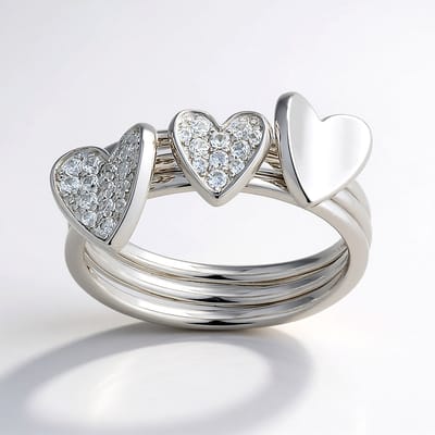 Cavill - Elegante Zilveren Ring - 925 Sterling Zilver Gerhodineerd - 27 Nigeriaanse Zirkonen 0,238 ct - Hartvormige Pavé Zetting - Dames Sieraden