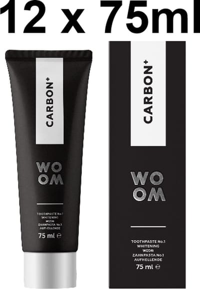 Woom tandpasta carbon+ 12x75ml.