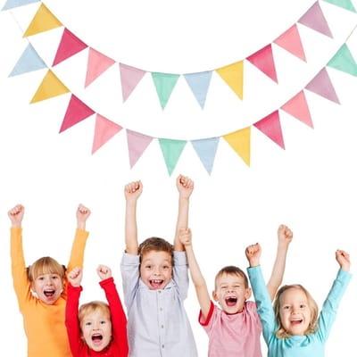 Dailygoods- Vlaggetjesslinger Weerbestendig - Wimpelketting - Feestdecoratie - Herbruikbaar - Kinderslaapkamer - 2 Stuks - Feestversiering