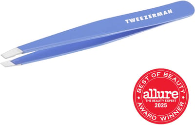 Tweezerman Slant Tweezer Classic Lapis Blue – Wenkbrauw Pincet - Professioneel Precisie Pincet Met Schuine Punt – Voor Epileren En Haartjes Verwijderen – Roestvrij Staal – Geschikt Voor Fijne En Stugge Haren – Epileer Pincet Voor Wenkbrauwen