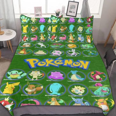Anime Pokemon Pikachu Beddengoed Set Dekbed Dekbedovertrek Dekbed Beddengoed Twin Enkel King Kinderen Volwassenen Cadeau 220*240cm 3pcs