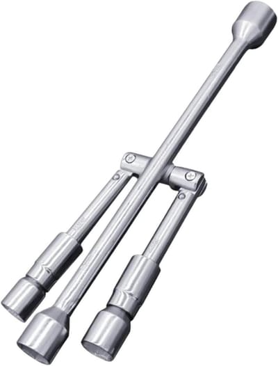 Opvouwbare Moersleutel - Kruissleutel Banden - Banden Verwisselen - Vier Maten - 38 cm - Zilverkleurig